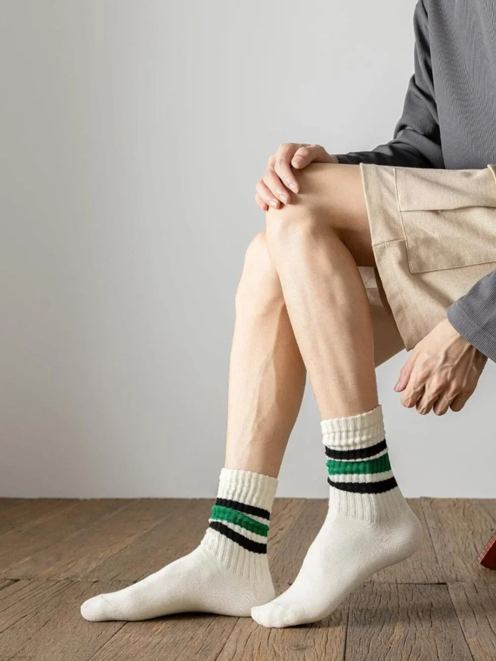 5 Pairs Striped Crew Socks for Men & Women | Casual Comfort & Style